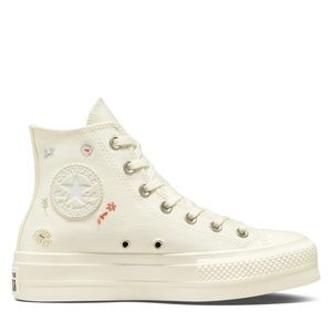 Platform Converse Embroidered Off White never worn! Adorable colorway